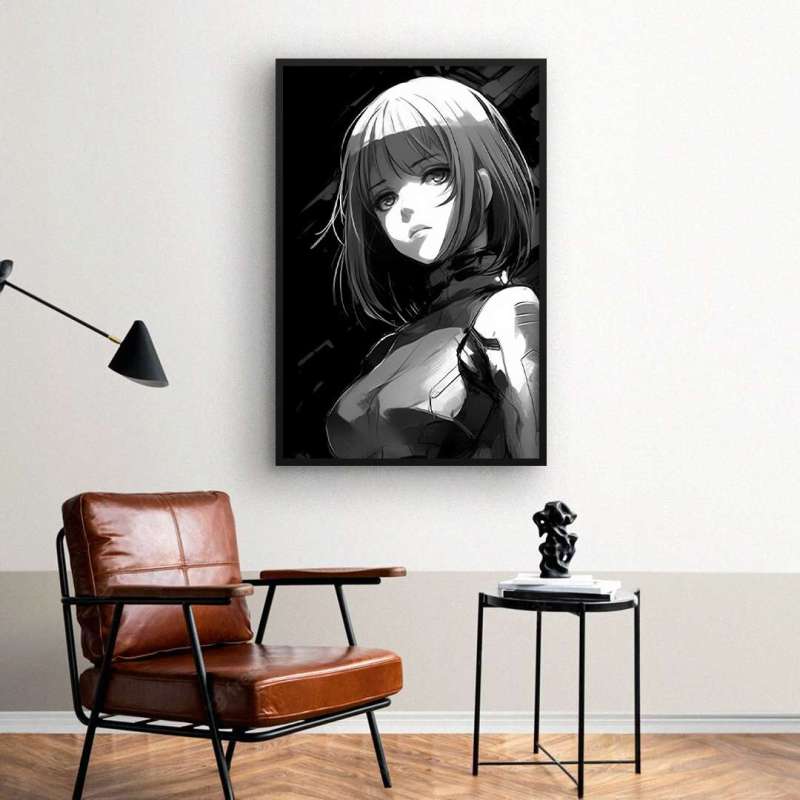 Quadro Decorativo Anime P&B