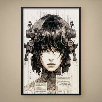 Quadro Decorativo Cyborg Japonês