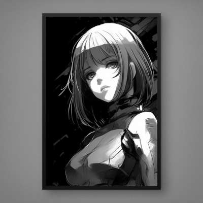 Quadro Decorativo Anime P&B