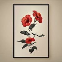 Quadro Decorativo Hibisco Laranja