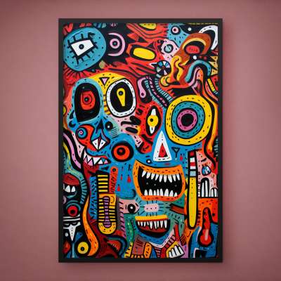 Quadro Decorativo Abstrato Colorful Monsters