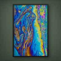 Quadro Decorativo Abstrato Suminagashi Colorful