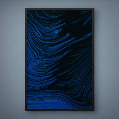 Quadro Decorativo Abstrato Marmorizado Azul