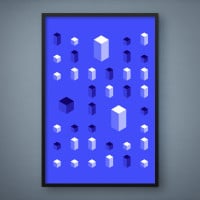 Quadro Decorativo Geométrico Azul e Branco