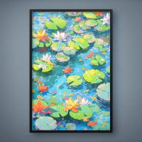 Quadro Decorativo Aquarela Lago de Lótus