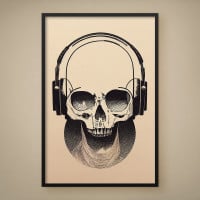 Quadro Decorativo Caveira Headphone