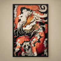 Quadro Decorativo Majestoso Dragão Japonês