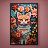 Quadro Decorativo Quilling Cat