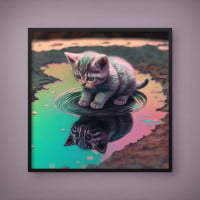 Quadro Decorativo Pintura Gatos Pretos