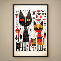 Quadro Decorativo Gatos Tribais I