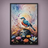 Quadro Decorativo Pássaro Aquarela