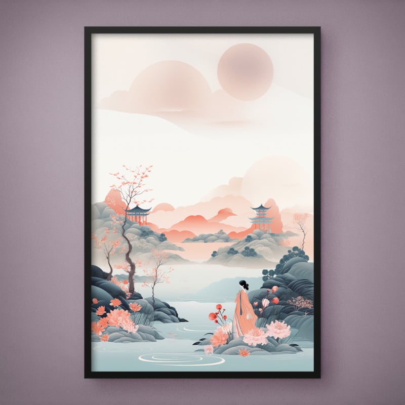 Quadro Decorativo Japonesa no Lago