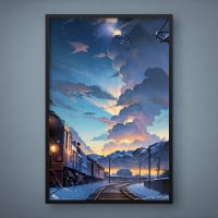 Quadro Decorativo Trem na Neve