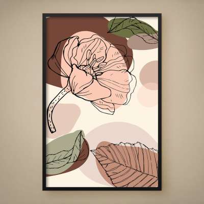 Quadro Decorativo Sketch Flor & Folhas