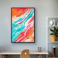 Quadro Decorativo Abstrato Suminagashi Colorful III