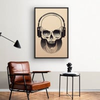 Quadro Decorativo Caveira Headphone