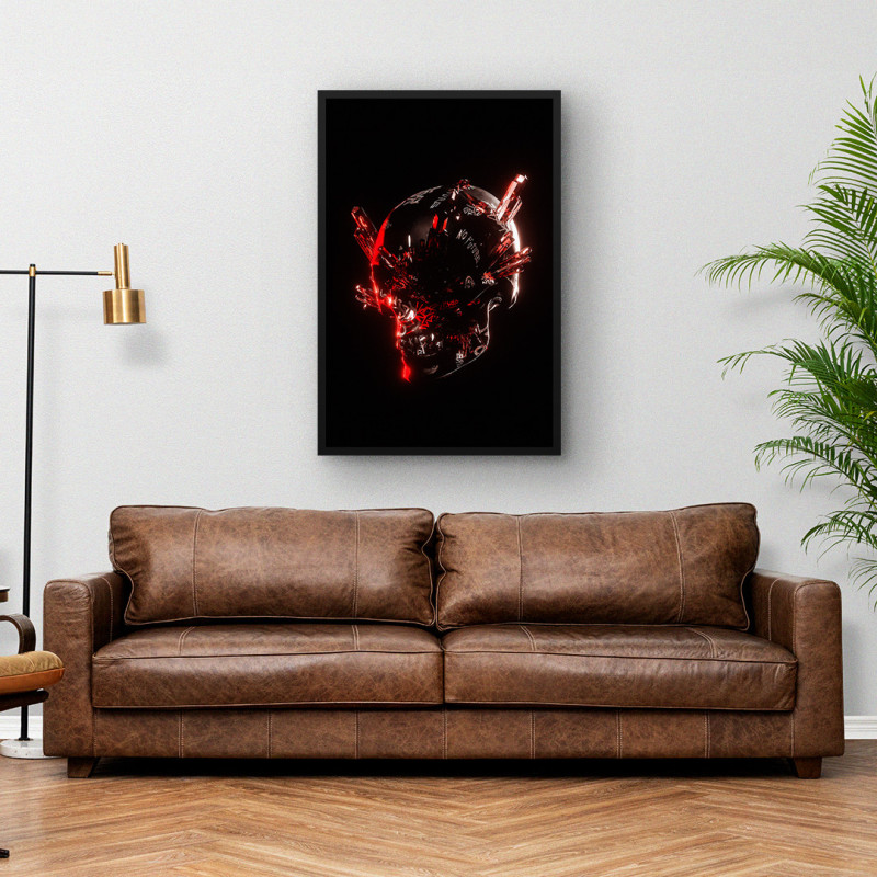 Quadro Decorativo Crânio Cyberpunk