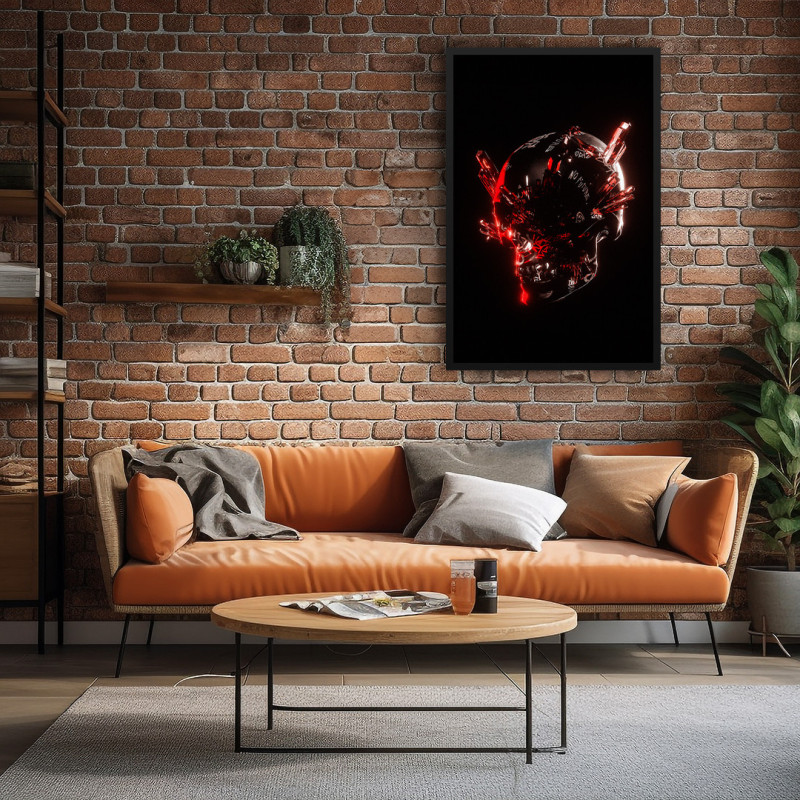 Quadro Decorativo Crânio Cyberpunk