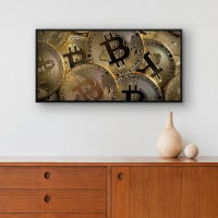 Quadro Decorativo Moedas Bitcoin