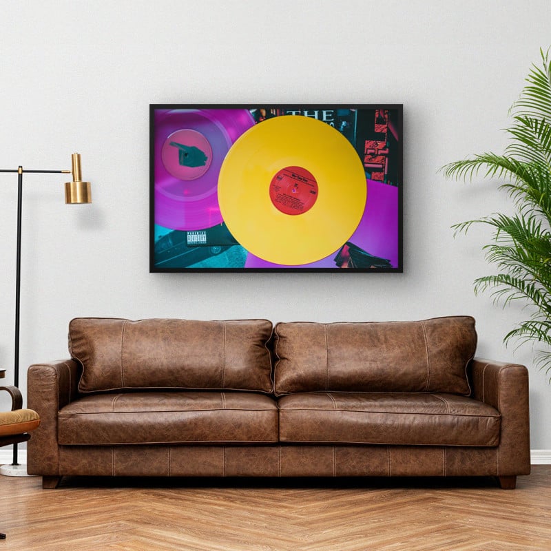 Quadro Decorativo Discos de Vinil Neon