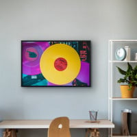 Quadro Decorativo Discos de Vinil Neon