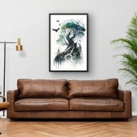 Quadro Decorativo Árvore Aquarela