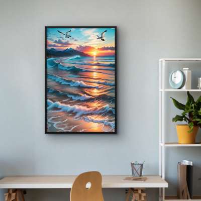 Quadro Decorativo Gaivotas ao Mar