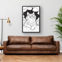 Quadro Decorativo Gatinho nas Nuvens