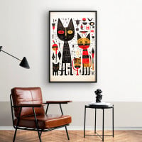 Quadro Decorativo Gatos Tribais I