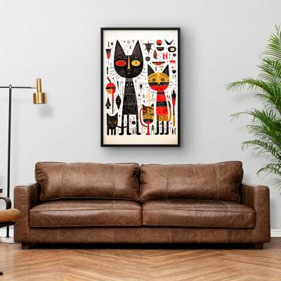 Quadro Decorativo Gatos Tribais I