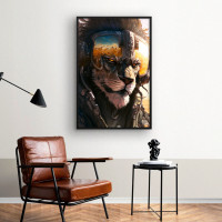 Quadro Decorativo Leão Cyberpunk