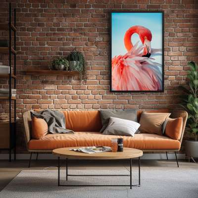 Quadro Decorativo Flamingo e Suas Penas