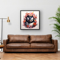 Quadro Decorativo Pinguim Florido