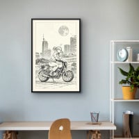 Quadro Decorativo Sketch Motoqueira