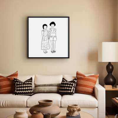 Quadro Decorativo Sketch Two Girls