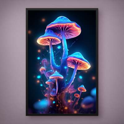 Quadro Decorativo Cogumelos Iluminados