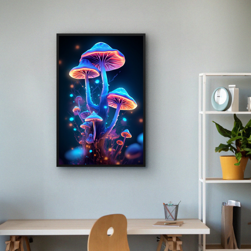 Quadro Decorativo Cogumelos Iluminados