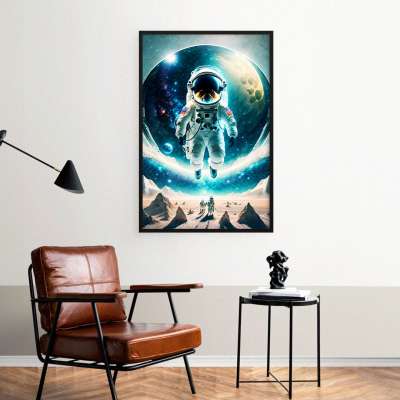 Quadro Decorativo Astronauta na Lua