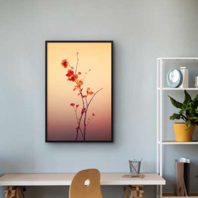 Quadro Decorativo Flores Laranja