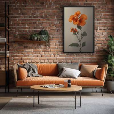 Quadro Decorativo Hibiscos Laranja