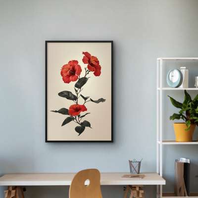 Quadro Decorativo Hibiscos Vermelhos