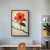 Quadro Decorativo Hibisco Laranja