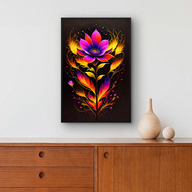 Quadro Decorativo Flor de Lótus Neon