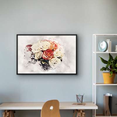 Quadro Decorativo Buque de Rosas Aquarela