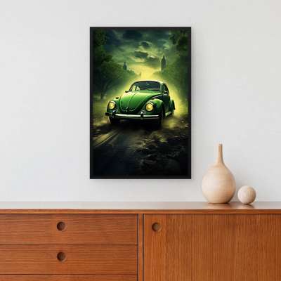 Quadro Decorativo Fusca Verde