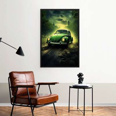 Quadro Decorativo Fusca Verde