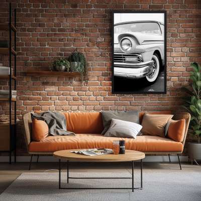 Quadro Decorativo Ford Fairlane 500 P&B