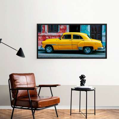 Quadro Decorativo Carro Clássico Amarelo