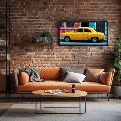 Quadro Decorativo Carro Clássico Amarelo