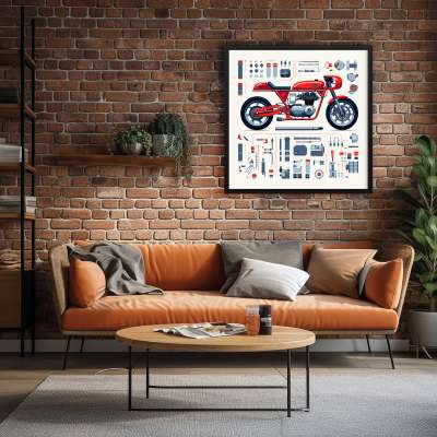 Quadro Decorativo Peças de Moto